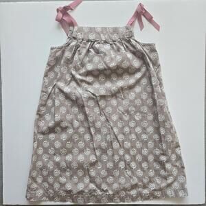 Hanna Andersson Size 5 (110) Thin Cotton Floral Brown And Pink Tie Strap Dress